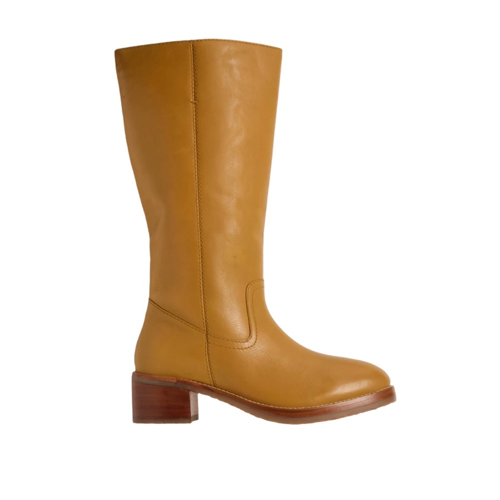 New Frye Camryn Tall Leather Equestrian Pull On Boots Banana - Picture 6 of 12